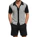 Men's Clothing American Style Jacquard Knitwear Set Summer Casual Short Sleeve Polo Shirt And Shorts Two-Piece Clothing_viptrois.com