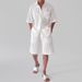 Men's Clothing Casual Fashion Sports Suit Striped Shirt Loose Shorts_viptrois.com
