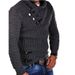 Men's Streetwear Pullover Sweater – Winter Stand Collar With Button Detail | Thick Knit & Ribbed Hem_viptrois.com