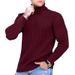 Men's Clothing Winter Youth High Collar Men's Winter Knit Sweater High Neck Thickened Solid Color Striped Pullover Casual Warm Turtleneck Sweater_viptrois.com