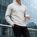 Men's Long-Sleeve Waffle Knit Polo Shirt – Collared Business Casual Top For Winter & Fall_viptrois.com