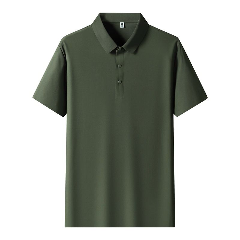 Men's Clothing Men's Ice Silk Seamless Shirt High Quality Plain Color Turn Down Collar Top For Formal & Casual_viptrois.com