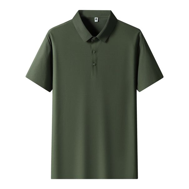 Men's Clothing Men's Ice Silk Seamless Shirt High Quality Plain Color Turn Down Collar Top For Formal & Casual_viptrois.com