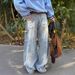 Men's Clothing American High Street Printed Jeans Men And Women's New Style Washed Wide Leg Overalls Casual Straight Long Pants_viptrois.com