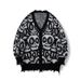 Grunge Skull Print Cardigan – Distressed Fringe Oversized Sweater (Gothic, Unisex, V-Neck)"_viptrois.com