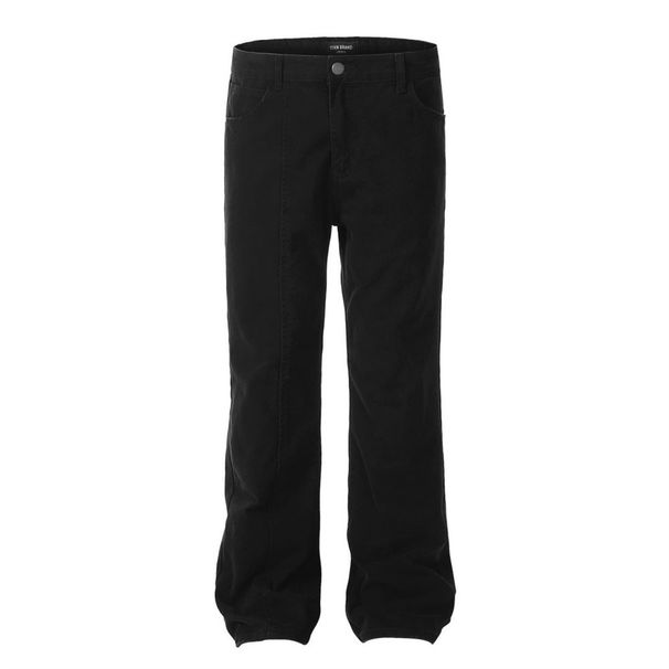 Washed Jeans For Men, Ins Style, American Loose Casual Straight Long Pants, Street Fashion, Patchwork, Split,_viptrois.com