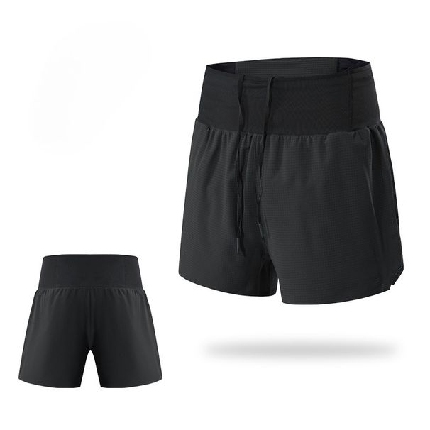 K Sports Shorts Men's Fake Two-piece Double-layer Fitness Shorts Running Training Pants Quick Drying Three Quarter Pants_viptrois.com