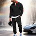 Men's Heavyweight Fleece Lined Sweatshirt And Sweatpants Set Casual Workwear Loose Stand Collar_viptrois.com