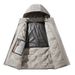 Men's Clothing Oversized Winter Coat, Trendy Thickened Polyester Puffer Jacket With Detachable Hood, Fashionable Zip-Up Parka In Black, White_viptrois.com