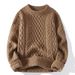 Loom Winter Men's Cable Knit Sweater Casual Versatile European And American Style Mature Solid Color Knitted Pullover Round_viptrois.com