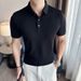 Summer New Ice Silk Thin Men's Short Sleeve Polo Shirt High Elastic And Traceless Waffle Solid Color Lapel T-Shirt_viptrois.com