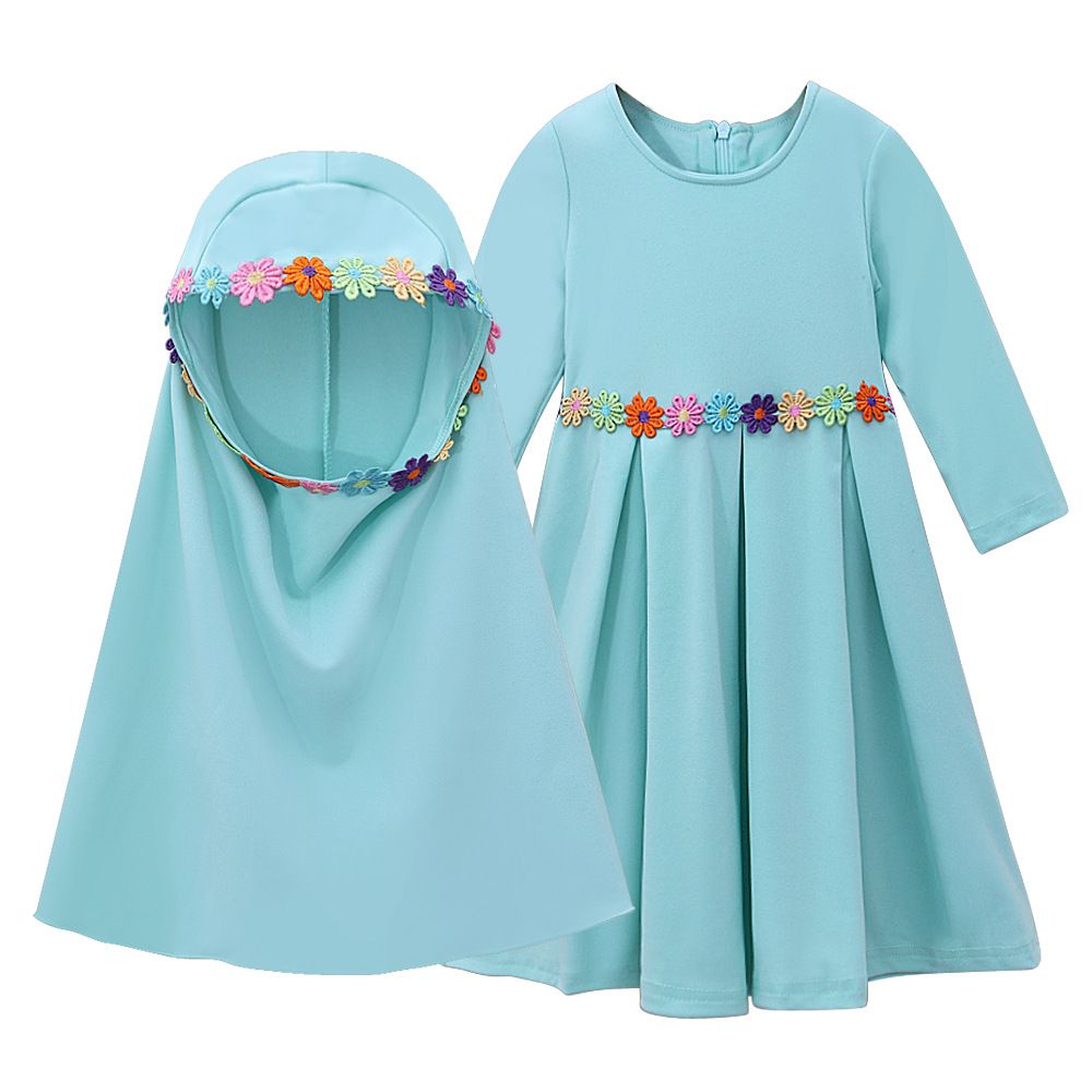 Kids’ Clothing spring and autumn style Girls' long sleeved solid color dress + headscarf two piece children's skirt ins_viptrois.com