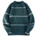 Men's Clothing Sweater Knitted Sweater Loose Trend Casual Knit Sweater Japanese Style Striped Crewneck Pullover Lightweight Loose Fit Long Sleeve_viptrois.com
