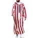 Men's Clothing ethnic style men's clothing 2024 autumn new color matching striped long Muslim robe hoodie_viptrois.com