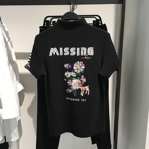 Men's Clothing Fashion Trend Men's Summer New Casual POLO Shirt Korean Version Slim Heavy Embroidery Lapel Short Sleeved T Shirt Cotton_viptrois.com