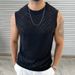 Men's Clothing Spring And Summer Knitted Sweater Men's Round Neck Sleeveless Hollow Top Outdoor Beach Large Size Men's Clothing_viptrois.com