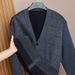 Men’s Fleece-Lined Knit Cardigan – Warm Winter Coat For Middle-Aged & Elderly (Light Gray/Dark Gray/Khaki/Blue, L-3XL)_viptrois.com
