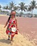 Mother&Kids Girls' casual printed one-line shoulder flanged A-line skirt set ins_viptrois.com