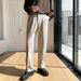 Men's Clothing Spring And Autumn New Nine Point Straight White Trousers Loose Men's British Style Non Iron Suit Pants Solid Color Casual Pants Men_viptrois.com