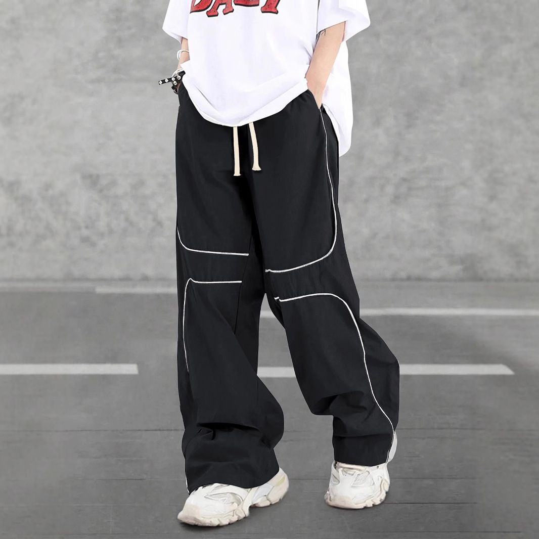 Men's Clothing Casual Pants Loose Trendy Straight Trousers_viptrois.com