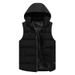 Men's Work Vest Winter Cotton Padded Sleeveless Jacket With Zipper Pockets, Custom Printing Team Uniform, Loose Fit Casual Wear For Youth (Black/_viptrois.com