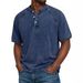 Men's Distressed Washed Henley Shirt – Long Sleeve Slim Fit Pullover, Casual Spring/Summer Top (Multiple Colors, Sizes S-4XL)_viptrois.com
