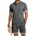 Summer Casual Men's Polo Shirt And Shorts Set Loose Fit Simple Style Men's Clothing_viptrois.com