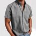Men's Clothing Lapel Solid Color Pocket Single Breasted Shirt Short Sleeve Washed Shirt Tops_viptrois.com