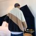 Lamb Wool Jacket Men's Turtleneck Stand-up Collar Fleece Sweater Couple Color Matching Fleece Lamb Wool Jacket_viptrois.com