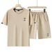 Summer Men's Casual Stylish Two-Piece Set Short Sleeve T-Shirt And Shorts Embroidered Trendy Cotton for Young And Middle-Aged_viptrois.com