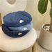 Metallic Denim Beret For Women, British Style, Large Head Circumference, Face Slimming Cloud Hat, Sweet Casual Octagonal_viptrois.com