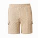 Men's Heavyweight Solid Color Cable Knit Jacquard Casual Shorts European Style For Spring And Summer_viptrois.com
