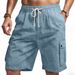 Men's Khaki Tactical Shorts Summer Outdoor Workwear Casual Beach Bamboo Linen_viptrois.com