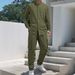 European And American Beach Leisure Loose Linen Sports Suit Men's Long Sleeved Stand Up Collar Shirt Trousers Overalls Leggings_viptrois.com