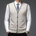 Men's Wool Blend V-Neck Sleeveless Vest - Stylish & Versatile Knit Cardigan For Casual & Smart Wear_viptrois.com