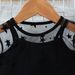 European And American Fashion Girls Star Mesh Long Sleeve Top + Camisole + Denim Pleated Skirt Three Piece Set_viptrois.com