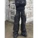 Men's Clothing wide leg washed gray jeans vibe style smoky gray men's and women's overalls_viptrois.com