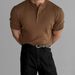 Old Money Aesthetic Men's Short Sleeve T-Shirt Summer Luxury Textured Knit Tee, Breathable & Loose Fit, V-Neck Casual Top (White/Black/Green/Brown)_viptrois.com