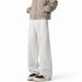 Men's White Floral Gray Curved Blade Sweatpants Straight Leg Casual Loose Wide Leg American Style Sports Pants for Autumn/Winter Trendy_viptrois.com