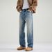 Men's Clothing Men's Versatile Whiskered Casual Jeans Stone Wash Straight Leg Blue Vibe Clothing For Autumn For Formal & Casual_viptrois.com