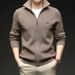 Men's High Collar Long Sleeve Cardigan Autumn Winter New Korean Fashion Sweater Warm Zipper Shirt Casual Knitted Jacket_viptrois.com