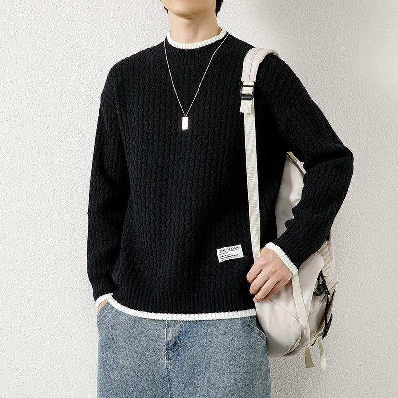 Men's Clothing Autumn And Winter New Loose Casual Half Turtleneck Long Sleeve Bottoming Shirt Men's All Match Knitted Sweater_viptrois.com