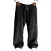 Men's Casual Corduroy Pants Straight Fit Comfortable Elastic Waistband Solid Color Trousers For Autumn Winter_viptrois.com