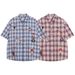 American Retro Sho-sleeve For Men, Summer Thin Loose Embroidered With A Stylish Design, Plaid Couple's Half-sleeve_viptrois.com