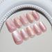 Beauty & Health Pink And White Gradient Irregular Gold Simple Cat Eye Clean White Ins Style Nail Art Pieces Detachable 30 Pieces_viptrois.com