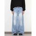 Men's Clothing Vintage Washed Denim Jeans – High Waist, Loose Fit, Straight Leg, S-XXXL, Distressed Style For Casual & Streetwear"_viptrois.com