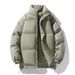 Men's Clothing Cotton Padded Jacket Winter Padded Jacket With Stand Collar, Thickened Loose Fit Unisex Coat, Trendy Solid Color Casual Outerwear_viptrois.com
