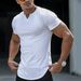 2025 Spring And Summer New V-neck Men's Casual T-shirt Top_viptrois.com
