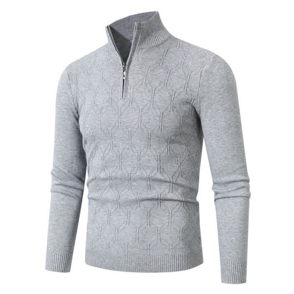 Men’s Zip-Neck Sweater – Premium Knit Pullover, Relaxed Fit & Machine Washable (M-3XL, Winter Casual Style)_viptrois.com