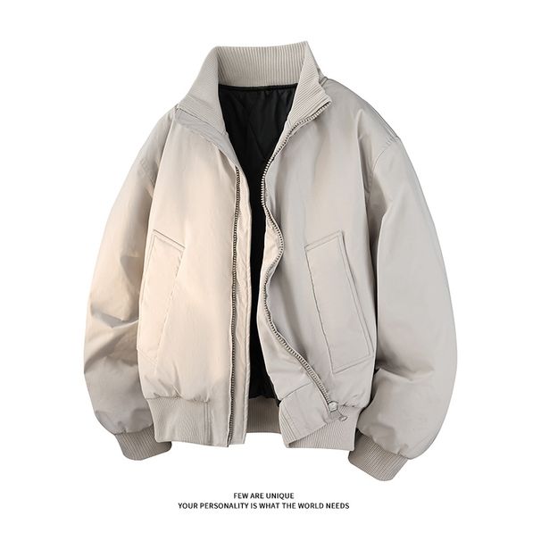 American Style Flight Men's Winter Cleanfit High-End Feel Oversized Warm Baseball Jacket Cotton Coat_viptrois.com